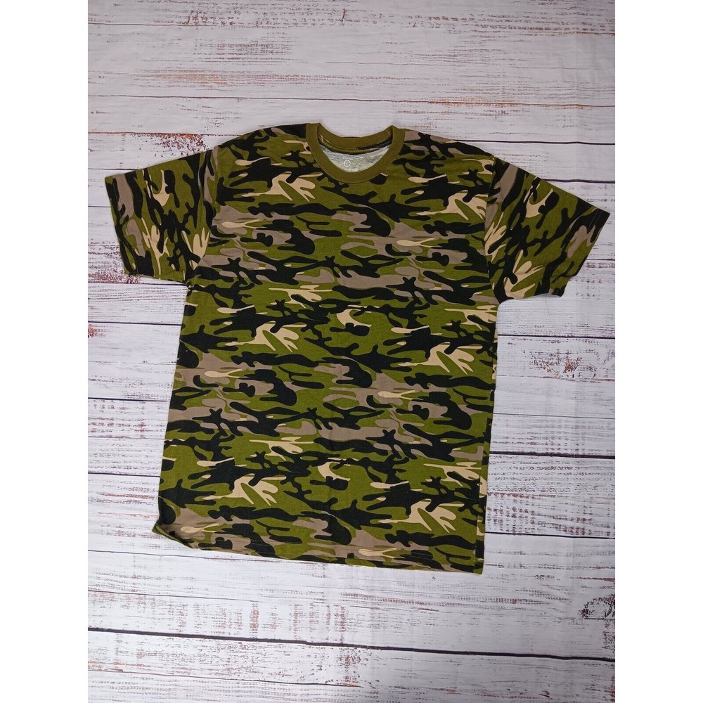 Chemistry T-Shirt  Men’s Large Green Camouflage Camo Short Sleeve Cotton Blend